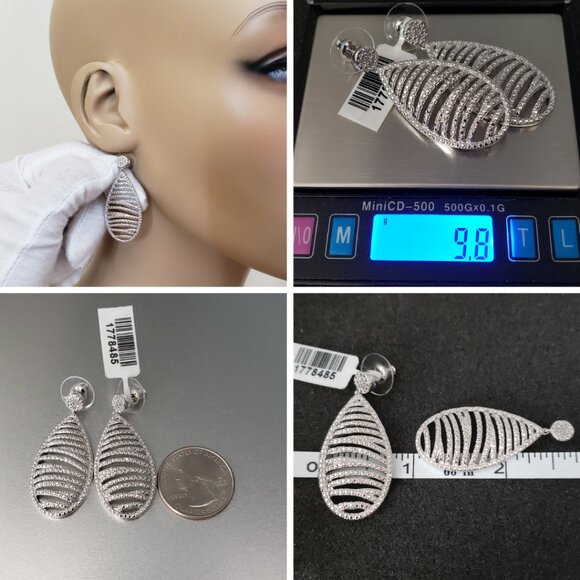 Karis Diamond Accent Chandelier Dangle Earrings Platinum Bond Brass 3 Pairs - Picture 6 of 16